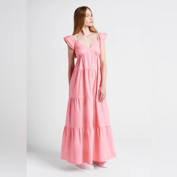 Modcloth Dresses & Skirts - ModCloth Notes Of Grace Sweetheart Neckline Cap Sleeve Tiered Pink Maxi Dress XL